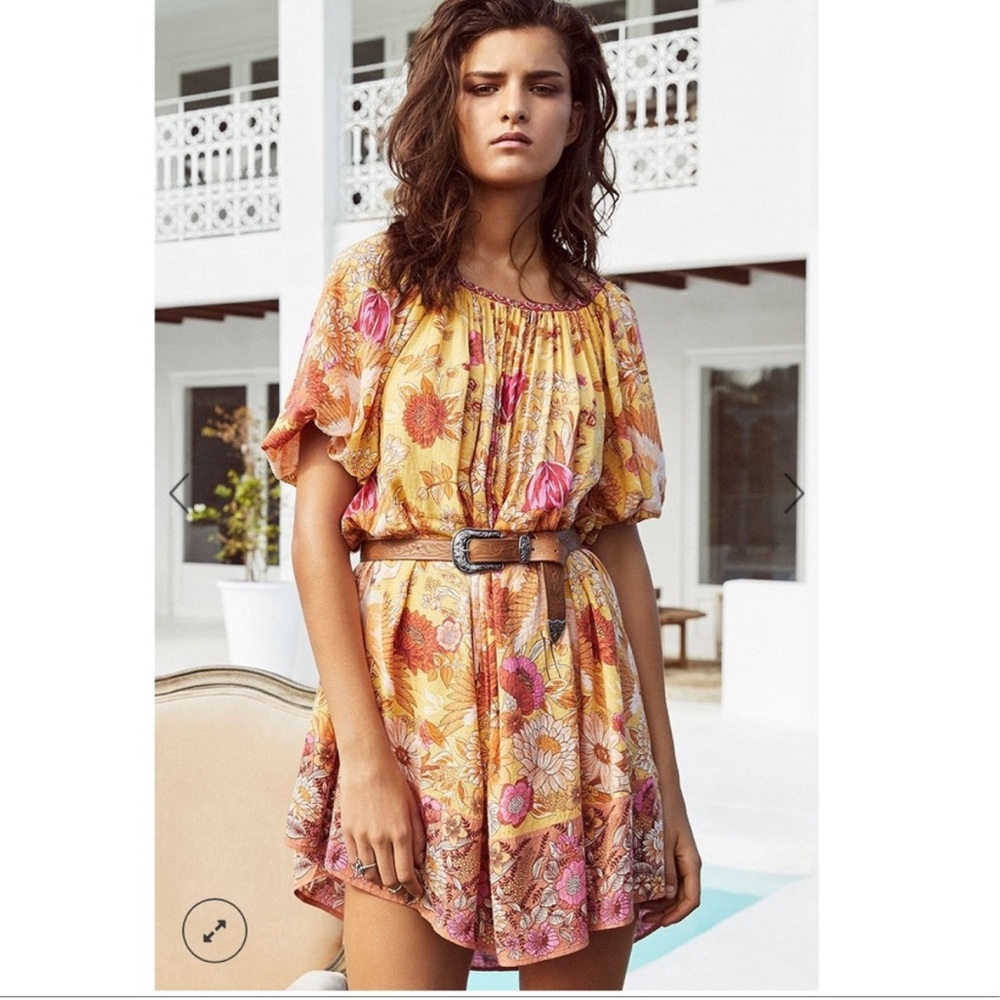 Spell Siren Song Marigold Flamingo Mini Dress XS